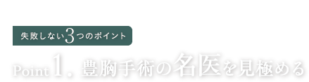 失敗しない3つのポイント Point1. 豊胸手術の名医を見極める