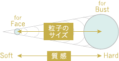 粒子のサイズと質感が違う